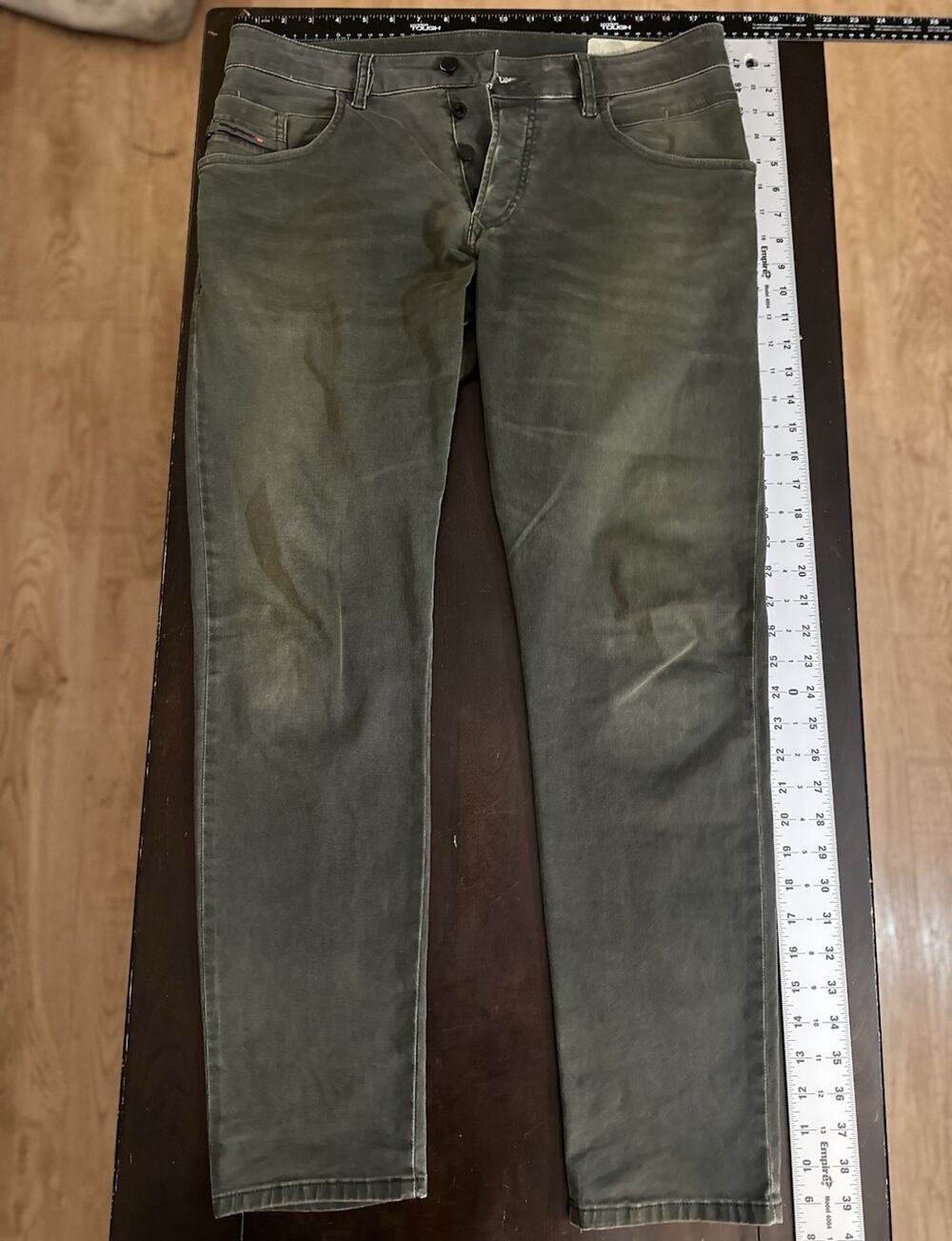 DIESEL D-Bazer 0699P Men's Tapered Stretch Jeans Olive Green Gray W31 L30